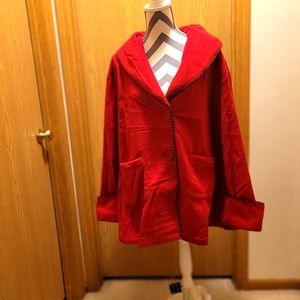 New over sized red fleece jacket by Tudor Court sz XL